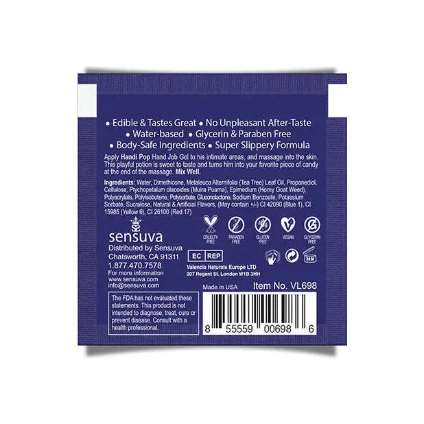 Handipop Hand Job Massage Gel Single Use Packet - 6 ml Blueberry Muffin - Lubricants