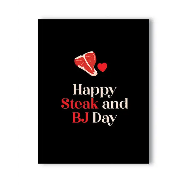 Happy Steak And BJ Day Naughty Greeting Card - Bachelorette & Party Supplies