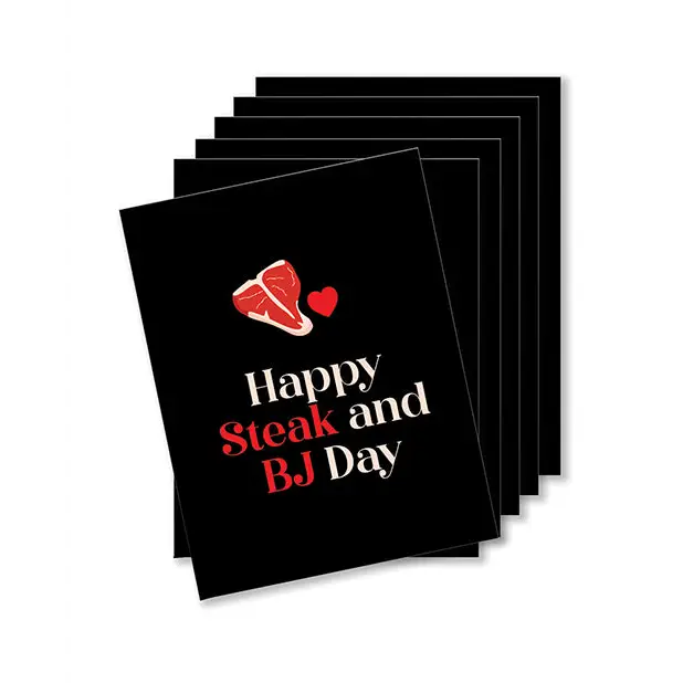 Happy Steak And BJ Day Naughty Greeting Card - Pack Of 6 - Bachelorette & Party Supplies