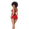 Heart Open Cup Babydoll & G-String Red L/XL - Lingerie - Packaged