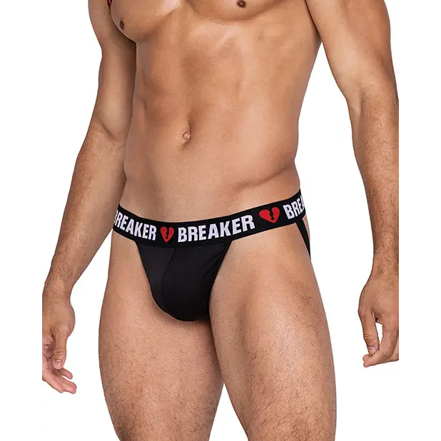 Heartbreaker Jockstrap w/Contoured Pouch & Elastic Rear Straps Black/Red LG - Lingerie - Hanging