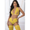 High Waist Lace Garter Panty Halter Top w/Stockings Illuminating O/S - Lingerie - Packaged