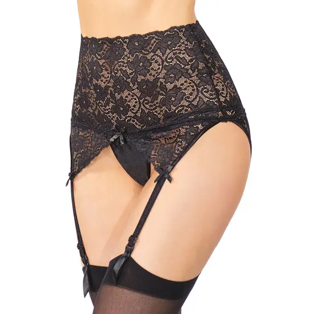 High Waisted Adjustable Garter Belt Black XL - Lingerie - Plus/Queen - Hanging