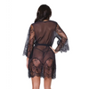 Holiday Eyelash Lace Robe w/Bell Sleeves Black O/S