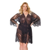 Holiday Eyelash Lace Robe w/Bell Sleeves Black OS/XL