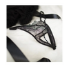 Holiday Metallic Scallop Stretch Lace Crotchless Panty Black/Silver O/S