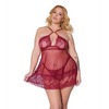 Holiday Soft Underwire Babydoll & Thong Merlot 3X/4X - Lingerie - Plus/Queen - Hanging