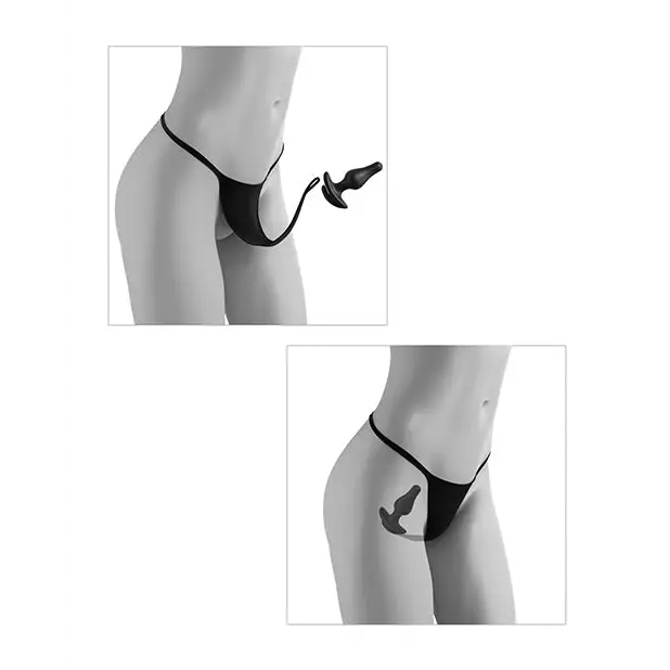 Hookup Panties Crotchless Love Garter Black XL-XXL - Stimulators