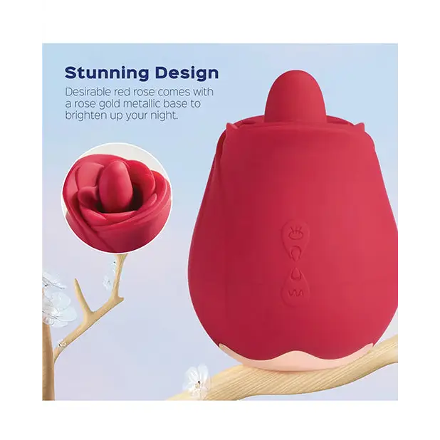 Horny Rose Solo Vibrating Clit Licking Stimulator - Red - Stimulators