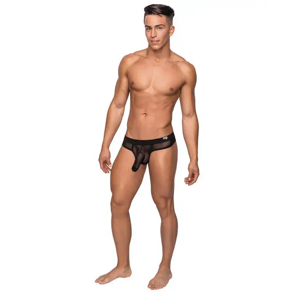 Hoser Stretch Mesh Thong Black S/M - Lingerie - Packaged