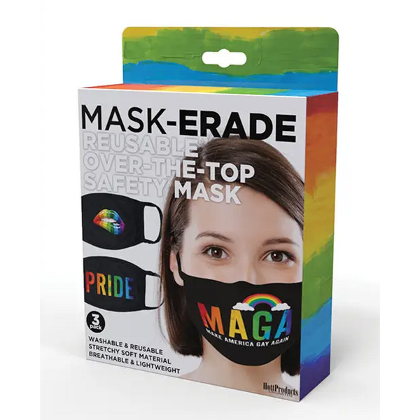 Hott Products Mask-erade Masks - Pride/Gay Again/ Rainbow Kiss Pack of 3 - Novelties