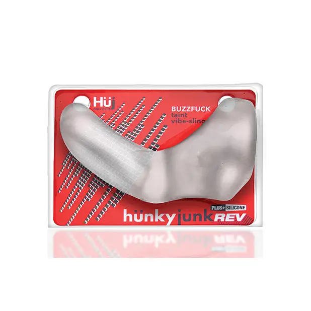 Hunky Junk Buzzfuck Sling w/Taint Vibe - Clear Ice - Penis Enhancement