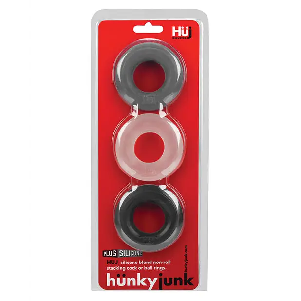 Hunky Junk C Ring Multi Pack - Asst. Colors Pack of 3 - Penis Enhancement