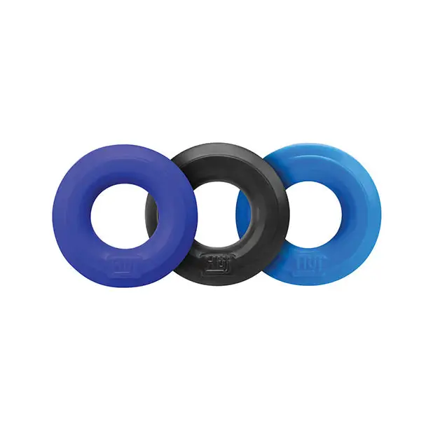 Hunky Junk C Ring Multi Pack - Cobalt Pack of 3 - Penis Enhancement