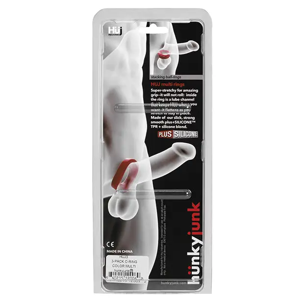 Hunky Junk C Ring Multi Pack - Cobalt Pack of 3 - Penis Enhancement