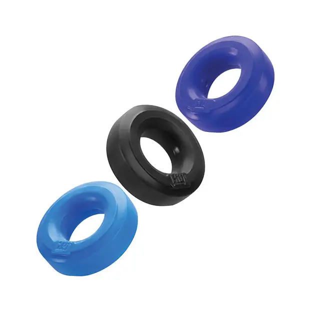 Hunky Junk C Ring Multi Pack - Cobalt Pack of 3 - Penis Enhancement