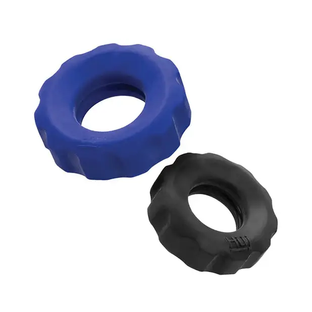 Hunky Junk Cog Ring 2 Size Double Pack - Cobalt & Tar Pack of 2 - Penis Enhancement
