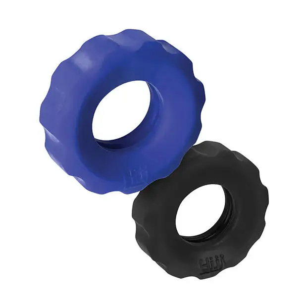 Hunky Junk Cog Ring 2 Size Double Pack - Cobalt & Tar Pack of 2 - Penis Enhancement
