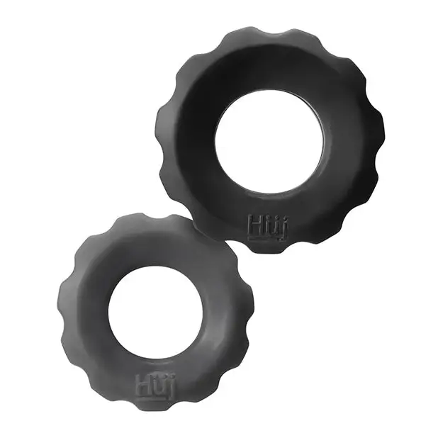 Hunky Junk Cog Ring 2 Size Double Pack - Tar & Stone Pack of 2 - Penis Enhancement