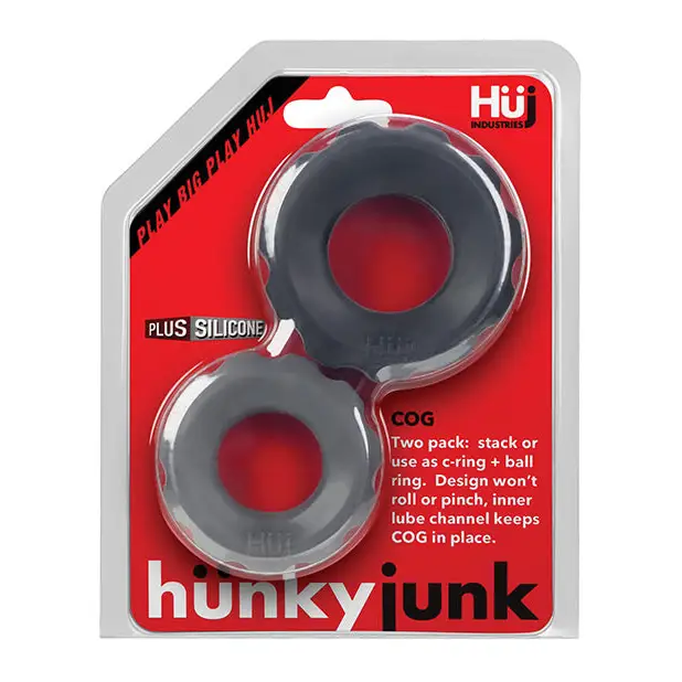 Hunky Junk Cog Ring 2 Size Double Pack - Tar & Stone Pack of 2 - Penis Enhancement