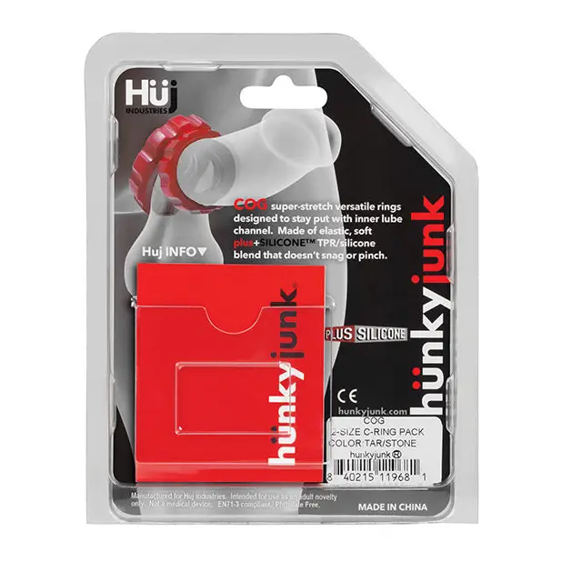 Hunky Junk Cog Ring 2 Size Double Pack - Tar & Stone Pack of 2 - Penis Enhancement