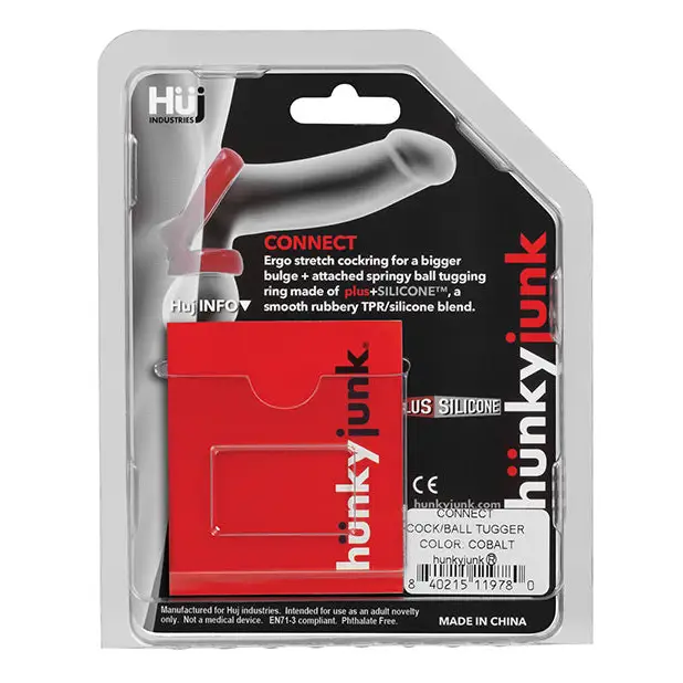 Hunky Junk Connect Cock Ring w/Balltugger - Cobalt - Penis Enhancement
