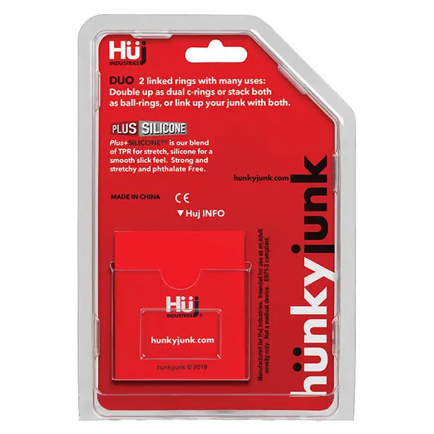 Hunky Junk Duo Linked Cock & Ball Rings - Cobalt - Penis Enhancement