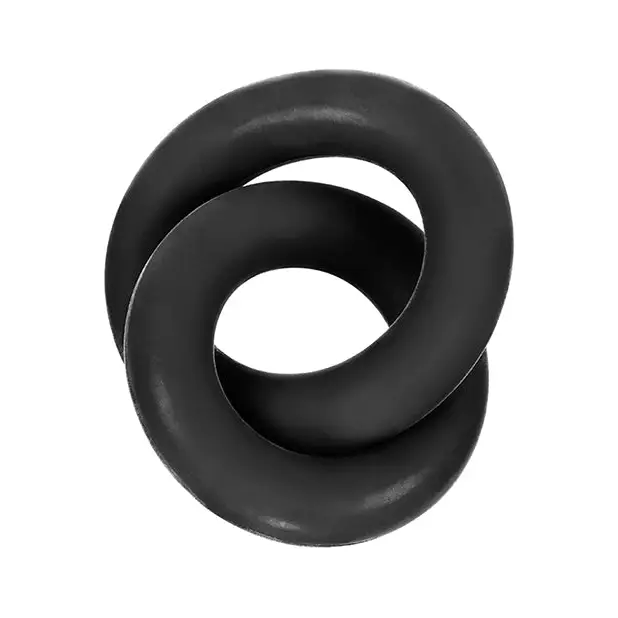 Hunky Junk Duo Linked Cock & Ball Rings - Tar - Penis Enhancement