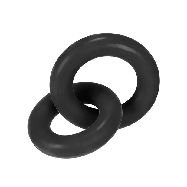 Hunky Junk Duo Linked Cock & Ball Rings - Tar - Penis Enhancement