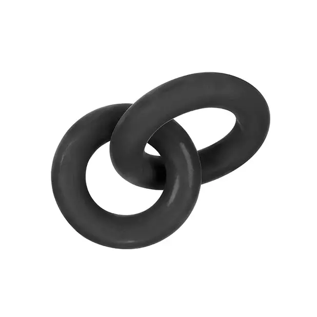 Hunky Junk Duo Linked Cock & Ball Rings - Tar - Penis Enhancement