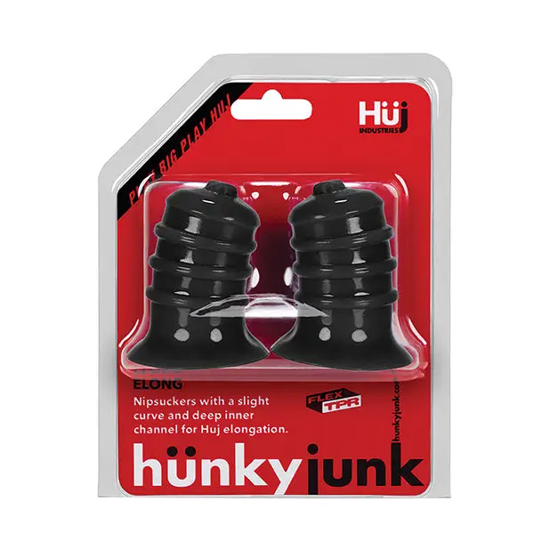 Hunky Junk Elong Nipsuckers - Black - Bondage Blindfolds & Restraints