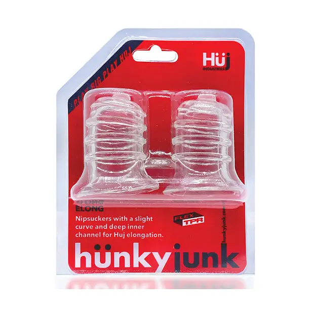 Hunky Junk Elong Nipsuckers - Clear - Bondage Blindfolds & Restraints