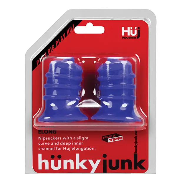 Hunky Junk Elong Nipsuckers - Cobalt - Bondage Blindfolds & Restraints
