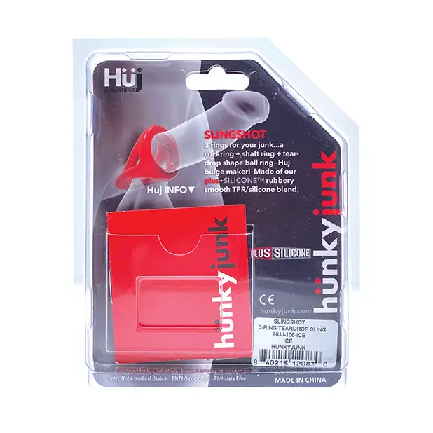 Hunky Junk Slingshot 3 Ring Teardrop - Ice - Penis Enhancement