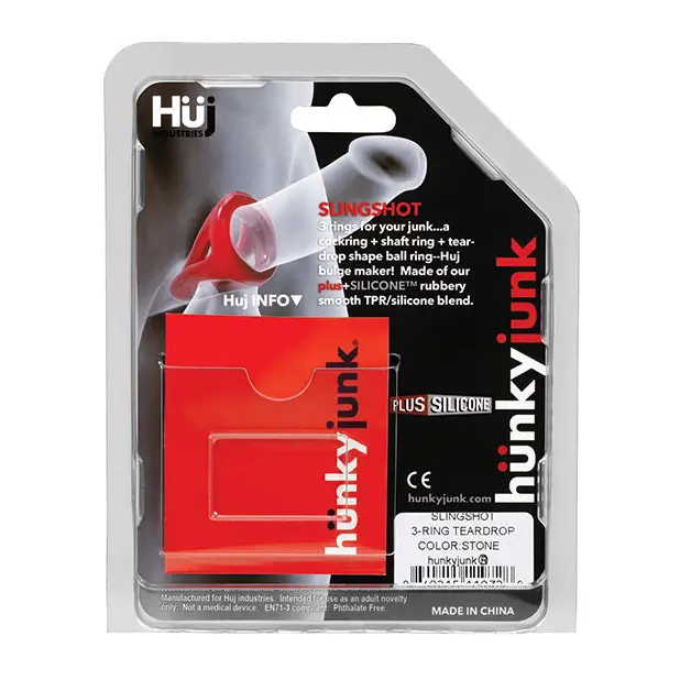 Hunky Junk Slingshot 3 Ring Teardrop - Stone - Penis Enhancement
