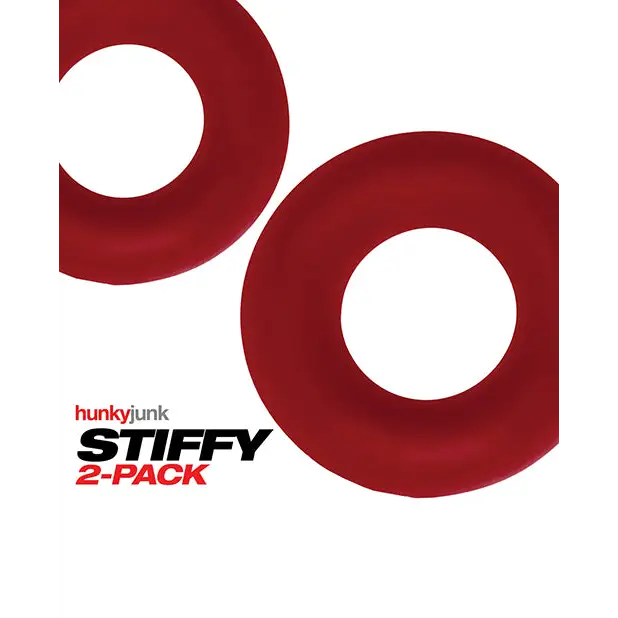 Hunky Junk Stiffy 2 Pack Cockrings - Cherry Ice - Penis Enhancement