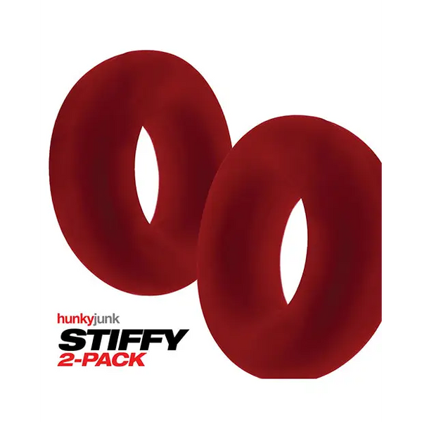 Hunky Junk Stiffy 2 Pack Cockrings - Cherry Ice - Penis Enhancement