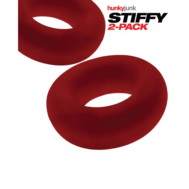 Hunky Junk Stiffy 2 Pack Cockrings - Cherry Ice - Penis Enhancement