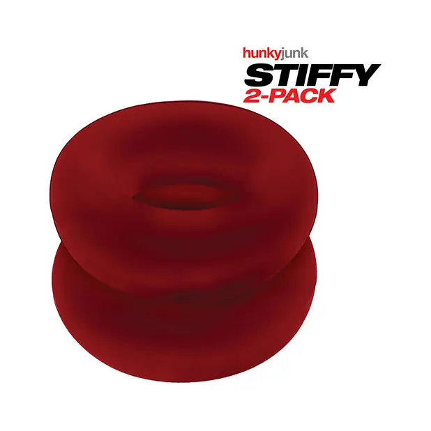 Hunky Junk Stiffy 2 Pack Cockrings - Cherry Ice - Penis Enhancement