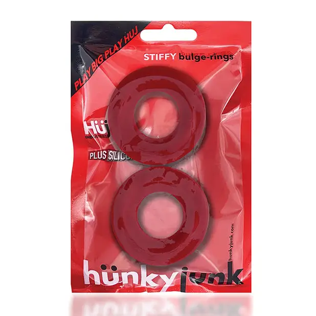 Hunky Junk Stiffy 2 Pack Cockrings - Cherry Ice - Penis Enhancement