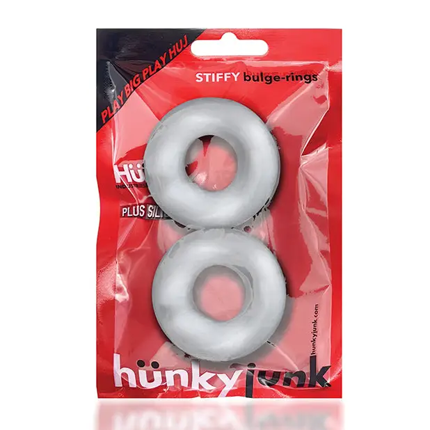 Hunky Junk Stiffy 2 Pack Cockrings - Clear Ice - Penis Enhancement