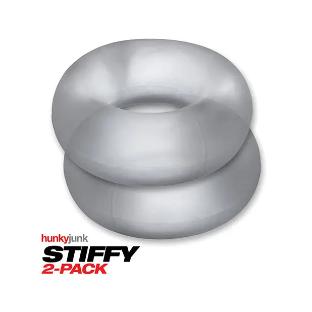 Hunky Junk Stiffy 2 Pack Cockrings - Clear Ice - Penis Enhancement