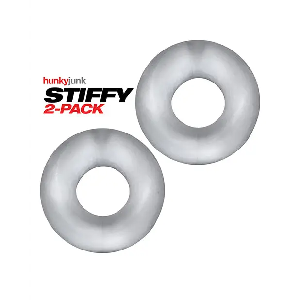 Hunky Junk Stiffy 2 Pack Cockrings - Clear Ice - Penis Enhancement