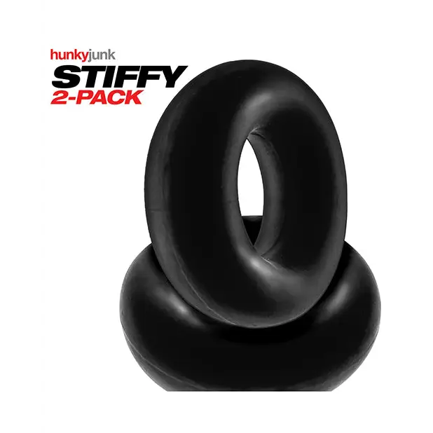 Hunky Junk Stiffy 2 Pack Cockrings - Tar Ice - Penis Enhancement