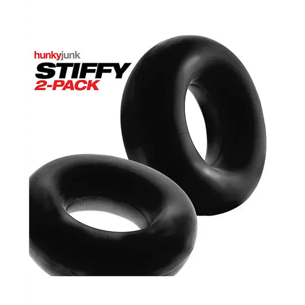 Hunky Junk Stiffy 2 Pack Cockrings - Tar Ice - Penis Enhancement