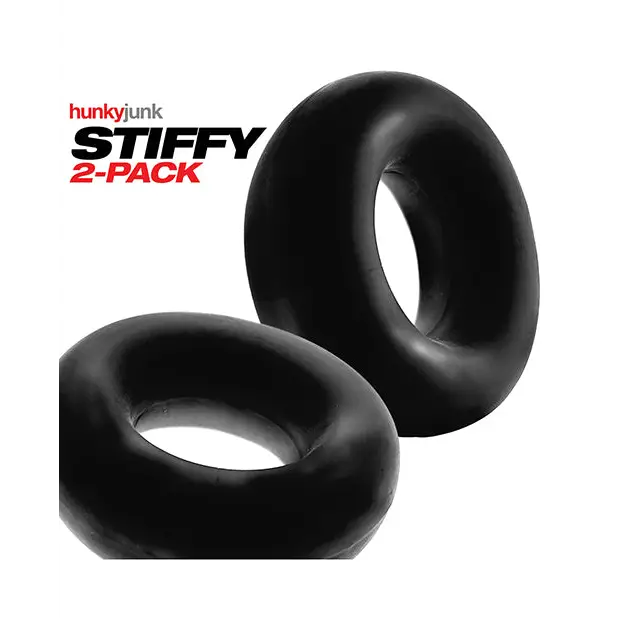 Hunky Junk Stiffy 2 Pack Cockrings - Tar Ice - Penis Enhancement