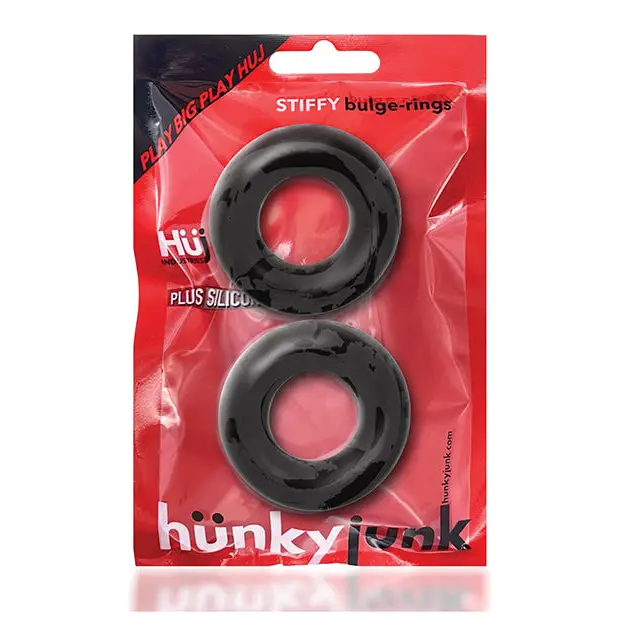 Hunky Junk Stiffy 2 Pack Cockrings - Tar Ice - Penis Enhancement