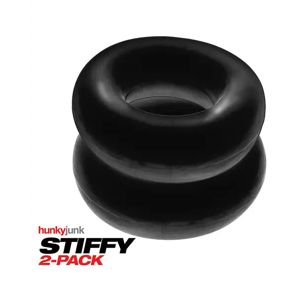 Hunky Junk Stiffy 2 Pack Cockrings - Tar Ice - Penis Enhancement
