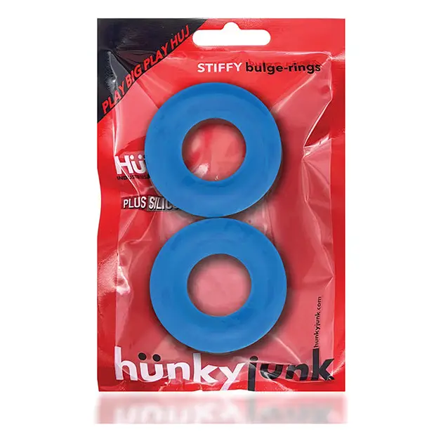Hunky Junk Stiffy 2 Pack Cockrings - Teal Ice - Penis Enhancement