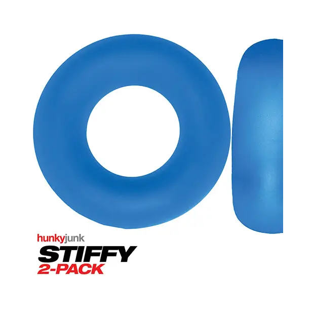 Hunky Junk Stiffy 2 Pack Cockrings - Teal Ice - Penis Enhancement